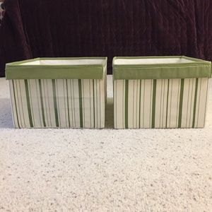 Fabric Storage Box Set-2  Square w/ Green Stripes